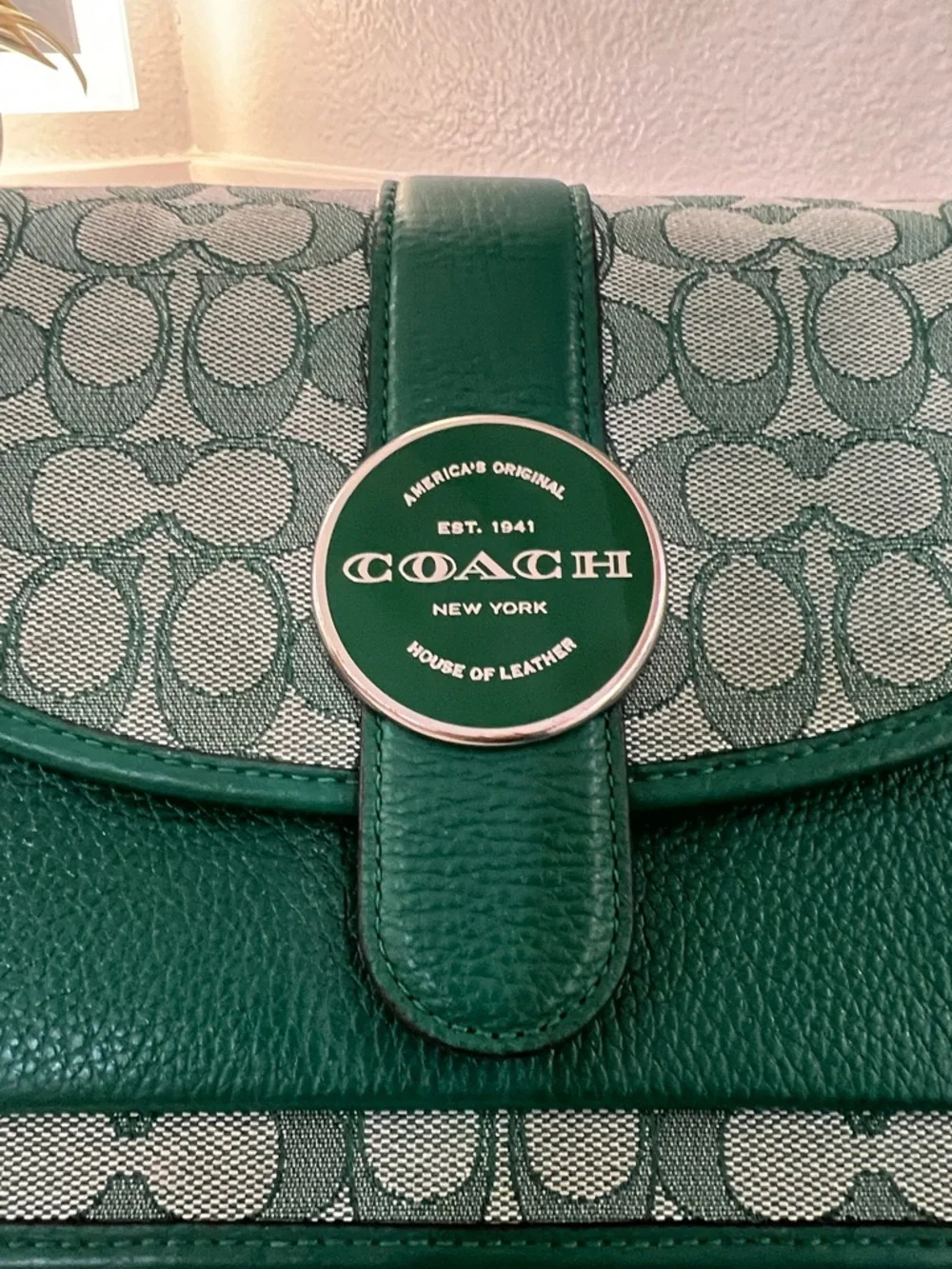 Coach Green Signature Jacquard Crossbody Shoulder Bag - Picture 3 of 15